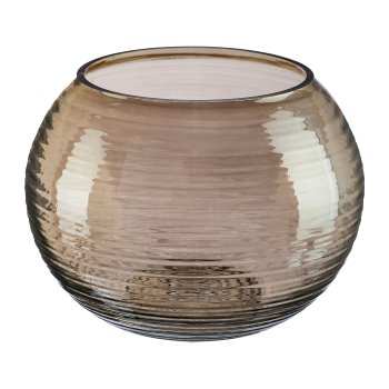 Glass tealight round OSLO, 12x10x10cm, grey