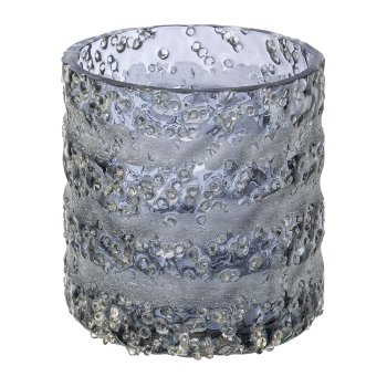 Glass tealight cylinder LAOS, 8x8x8cm, grey