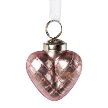 Glas Herz Hänger 27/im Glasgefäß RAUTE, 6cm/16x14x14cm, rosa, 27/Disp