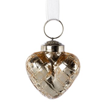 glass heart hanger 27 in glass jar RAUTE, 6cm/16x14x14cm, gold, 27/Disp