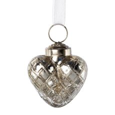 Glas Herz Hänger 27/im Glasgefäß RAUTE, 6cm/16x14x14cm, silber,