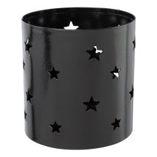 Metal lantern cylinder STARS, 9,5x9x9cm, black