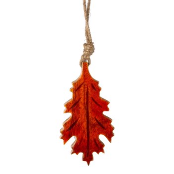 Wood leaf maple hanger HARVEY, 10x6x1cm, orange