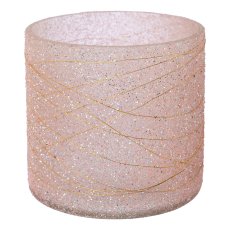 Glass tealight cylinder LIVIA, 8x7x7cm, pink