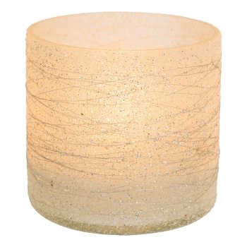 Glas Teelicht Zylinder LIVIA, 8x7x7cm, silber