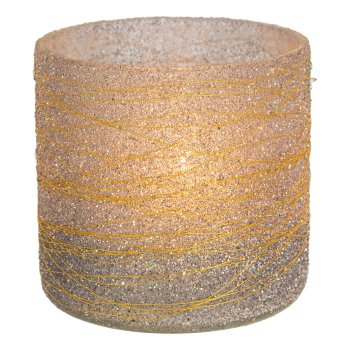 Glass tealight cylinder LIVIA, 8x7x7cm, lavender