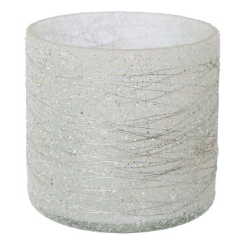 Glass tealight cylinder LIVIA, 10x10x10cm, silver