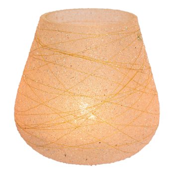 Glass tealight bulbous LIVIA, 11x11cm, pink