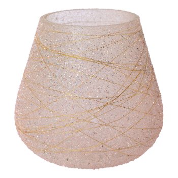 Glass tealight bulbous LIVIA, 13x13cm, pink