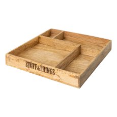 Mango Wooden Box w.Separation STUFF&THINGS, 33x33x5cm, natural