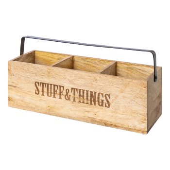 Mango wood box w. Handle STUFF&THINGS, 36x12x12cm, natural