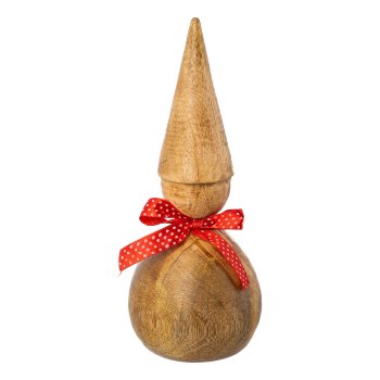 Holz Weihnachtswichtel m.Schleife gedrechselt, 20x6,5x6,5cm, natur