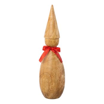Holz Weihnachtswichtel m.Schleife gedrechselt FINN, 30x6,5x6,5cm, natur