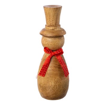 Holz Schneemann m.Schleife gedrechselt FINN, 20x8x8cm, natur
