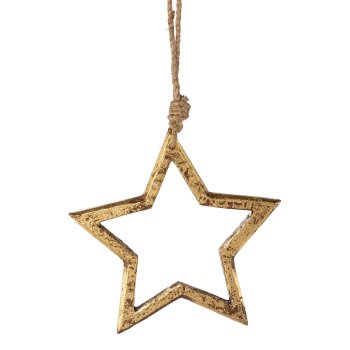 Holz Stern Hänger washed, 15x15x2cm, gold