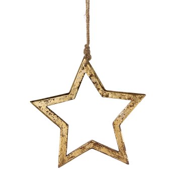 Holz Stern Hänger washed, 20x20x2cm, gold