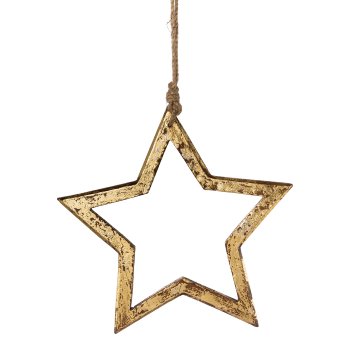 Holz Stern Hänger washed, 25x25x2cm, gold