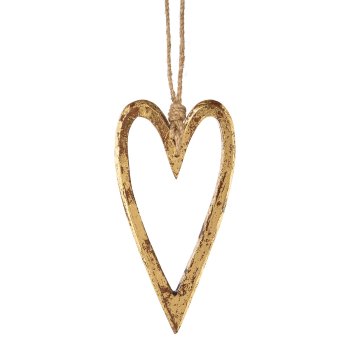 Holz Herz Hänger washed, 20x20x2cm, gold
