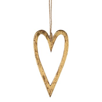 Holz Herz Hänger washed, 25x25x2cm, gold