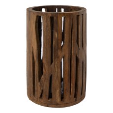 Holz Windlicht m.Glaseinsatz FORREST, 24x17x17cm, braun