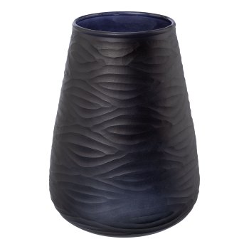 Glass jar bulbous WAVE, 17x13x13cm, black