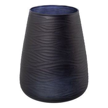 Glass jar bulbous WAVE, 21x15x15cm, black