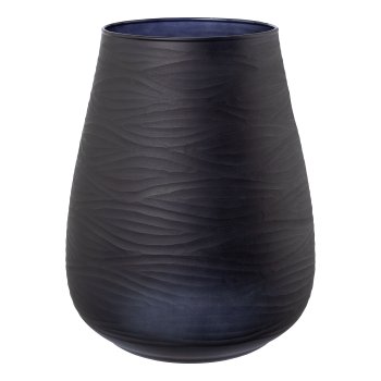 Glas Gefäß bauchig WAVE, 26x15x15cm, schwarz