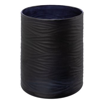 Glass cylinder WAVE, 17x13x13cm, black