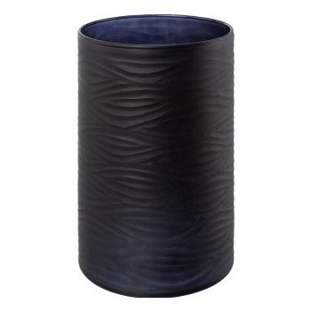 Glas Zylinder WAVE, 21x15x15cm, schwarz