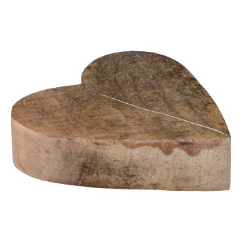 Holz Herz stehend mit Blattdekor, 15x15x3,5cm, Natur