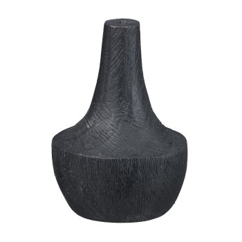 Mango Holz Vase kreisel, 10x6x6cm, Schwarz