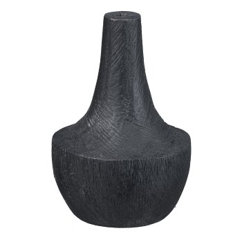 Mango Holz Vase kreisel, 13x8x8cm, Schwarz