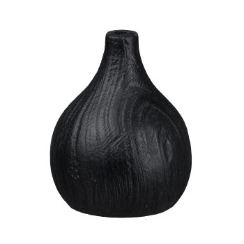 Mango Holz Vase bauchig, 7x6x6cm, Schwarz