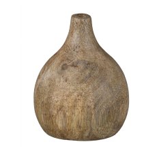 Mango Wood Vase bulbous, 7x6x6cm, natural