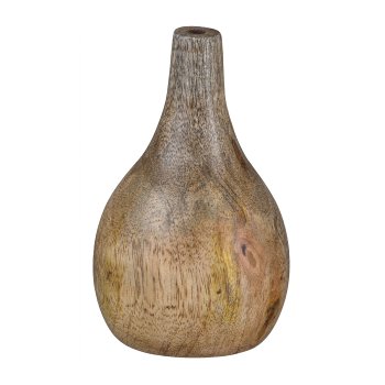 Mango Wood Vase bulbous, 10x6x6cm, natural