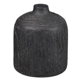 Mango Wood Vase Straight, 7x6x6cm, Black