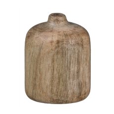 Mango Wood Vase Straight, 7x6x6cm, Natural