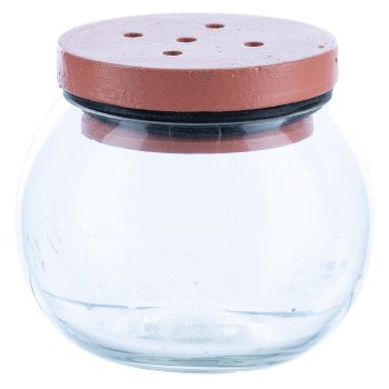 Glas Vase mit Holzaufsatz, 8x8x8cm, Sandsteinrot, LEPURO