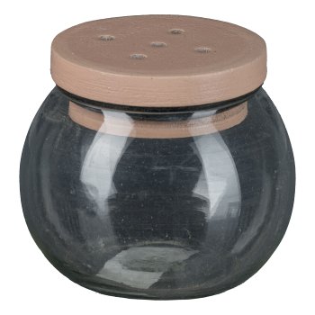 Glas Vase mit Holzaufsatz, 8x8x8cm, Sandsteinrot, LEPURO