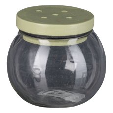 Glas Vase mit Holzaufsatz, 8x8x8cm, Hellgrün, LEPURO