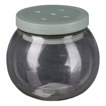 Glass Vase with Wooden Top, 8x8x8cm, Sky Blue