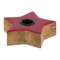 Holz Stern, m.Enamelcover, Kerzenhalter 10x10x3cm, Rot