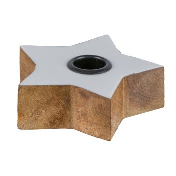 Wooden star, with enamel cover, candle holder 10x10x3cm, white