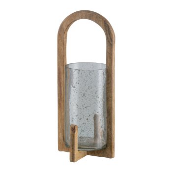 Glass lantern, in wooden frame 40x17x17cm, nature