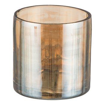 Glass tealight, straight, SHINE FADE 9x9x9cm, honey
