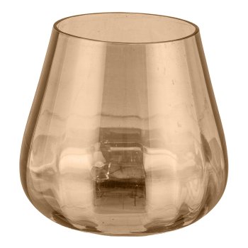 Glas Windlicht, bauchig, SHINE FADE 16x1x16x16cm, Honig