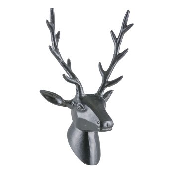 Aluminium Hirsch Geweih, Wandhalter 42x30x18cm, Schwarz