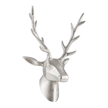 Aluminium stag antlers, wall mount 42x30x18cm, silver