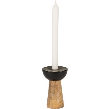 Holz/Metall Kerzenhalter, 8x8x13cm, natur