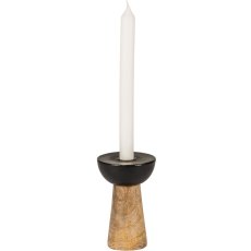 Holz/Metall Kerzenhalter, 8x8x13cm, natur